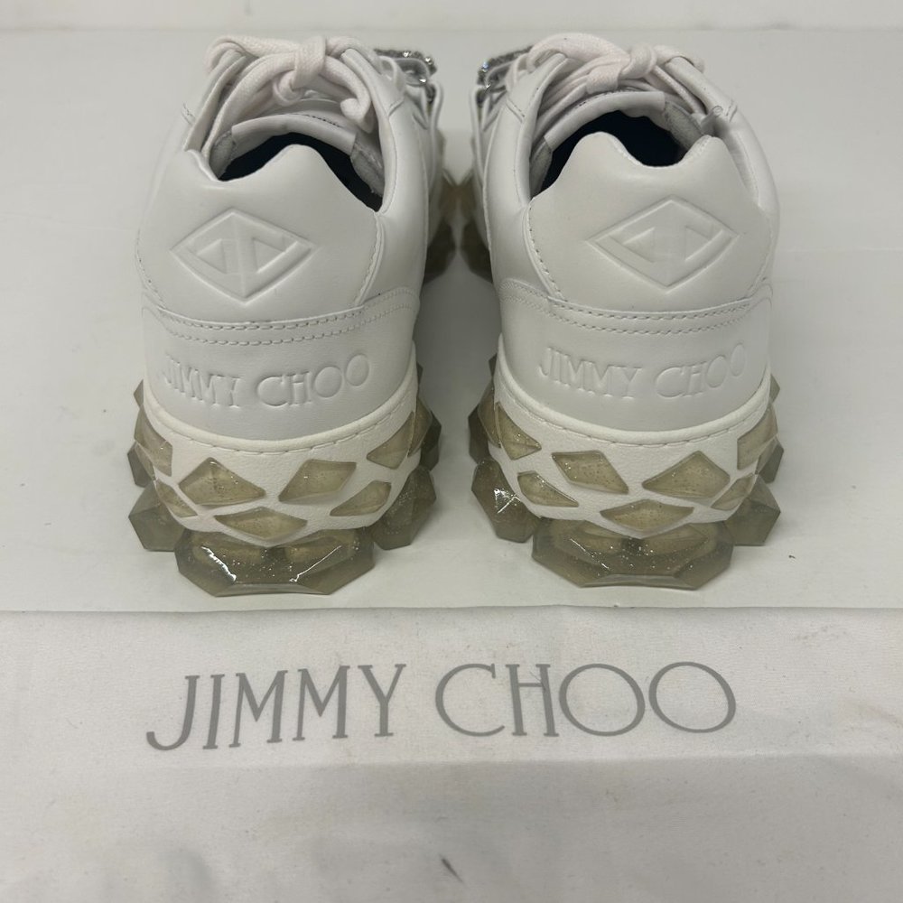 Jimmy Choo Men's White Diamond X Strap Low-Top Sneakers - Picture 6 of 9